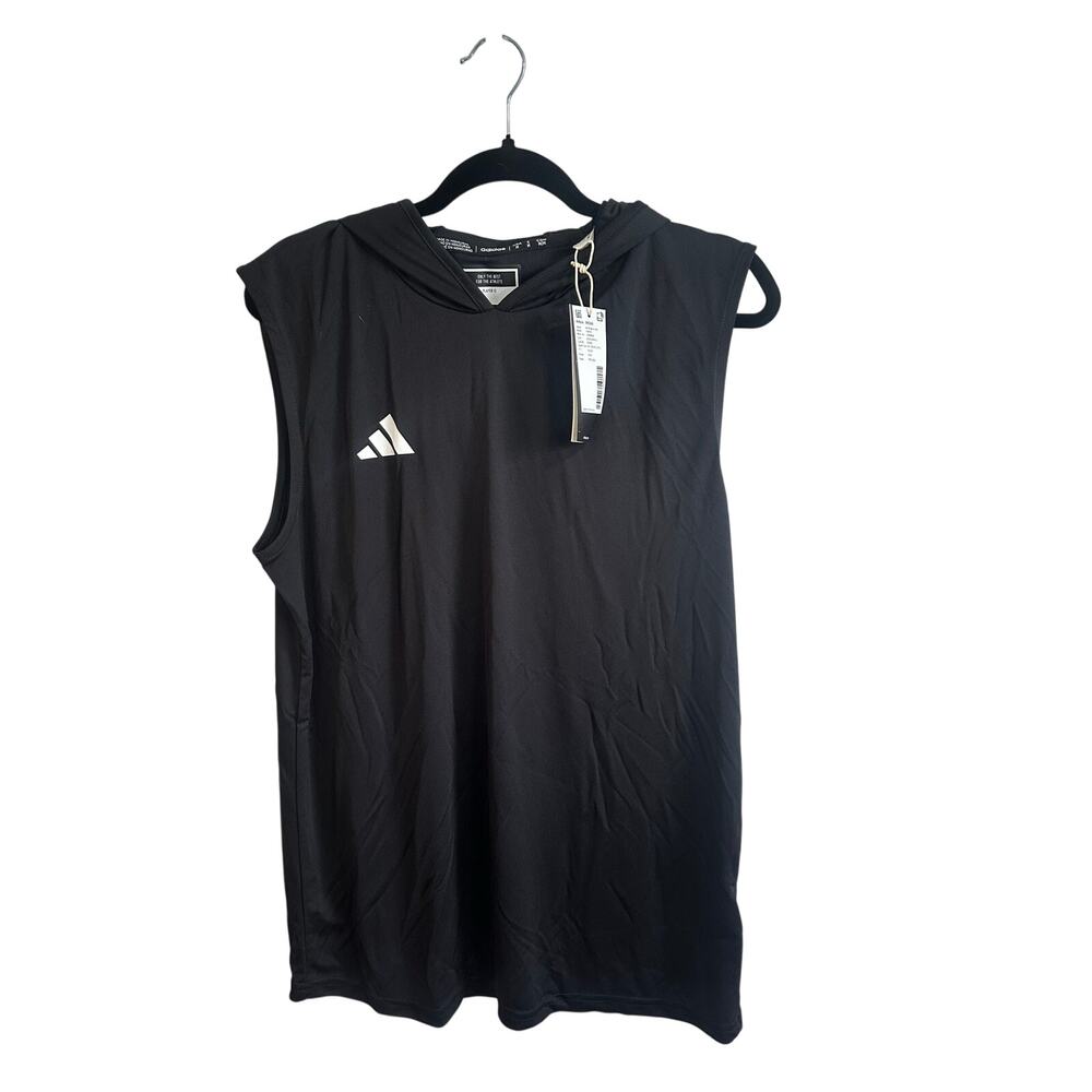 Adidas NWT Pregame Sleeveless Shooting Hoodie Shirt Sz M Men Black